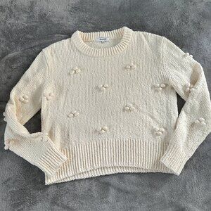 Madewell Dotted Bobble Crewneck Pullover Sweater SMALL Antique Cream